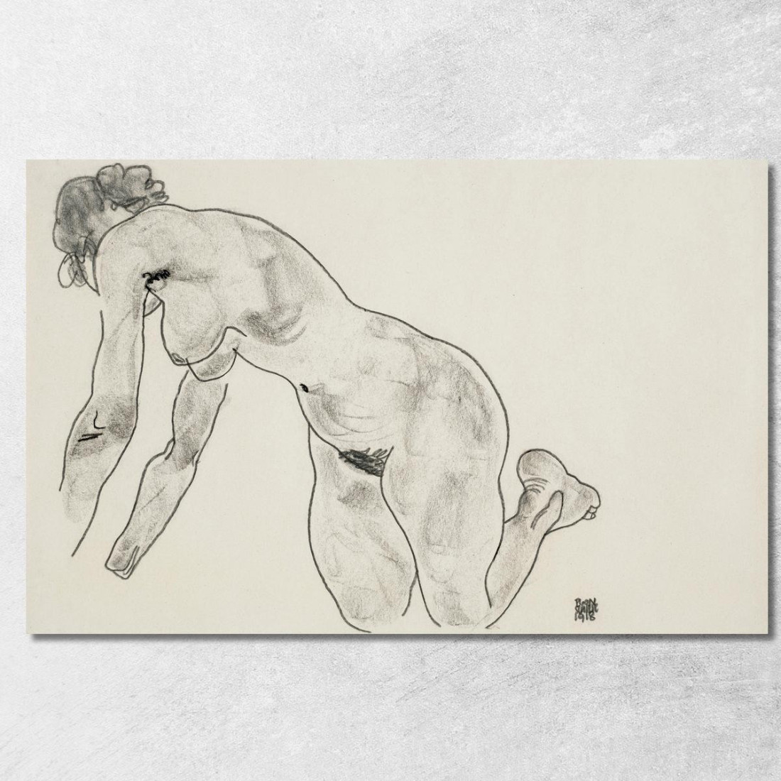 Nudo Femminile Accovacciato Egon Schiele esh67 quadro stampato su tela Nudo Femminile Accovacciato Egon Schiele esh67 quadro stampato su tela
