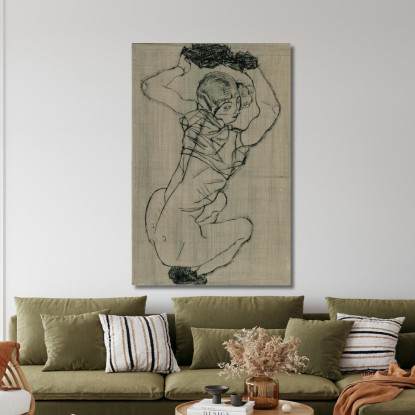 Accovacciata Egon Schiele esh74 quadro stampato su tela