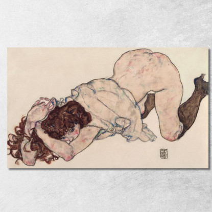 Ragazza Inginocchiata Appoggiata Su Entrambi I Gomiti Egon Schiele esh78 quadro stampato su tela