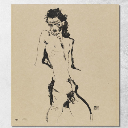 Nudo Maschile Autoritratto Egon Schiele esh91 quadro stampato su tela