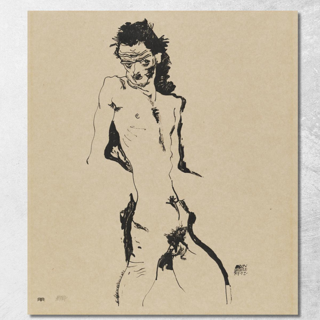 Nudo Maschile Autoritratto Egon Schiele esh91 quadro stampato su tela Nudo Maschile Autoritratto Egon Schiele esh91 quadro stampato su tela