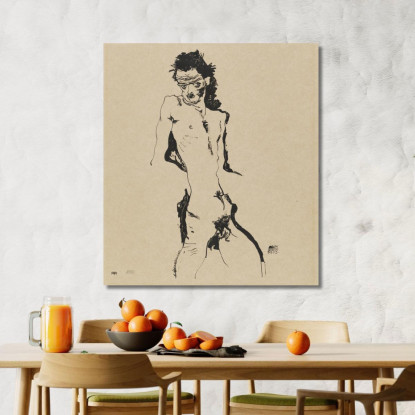 Nudo Maschile Autoritratto Egon Schiele esh91 quadro stampato su tela