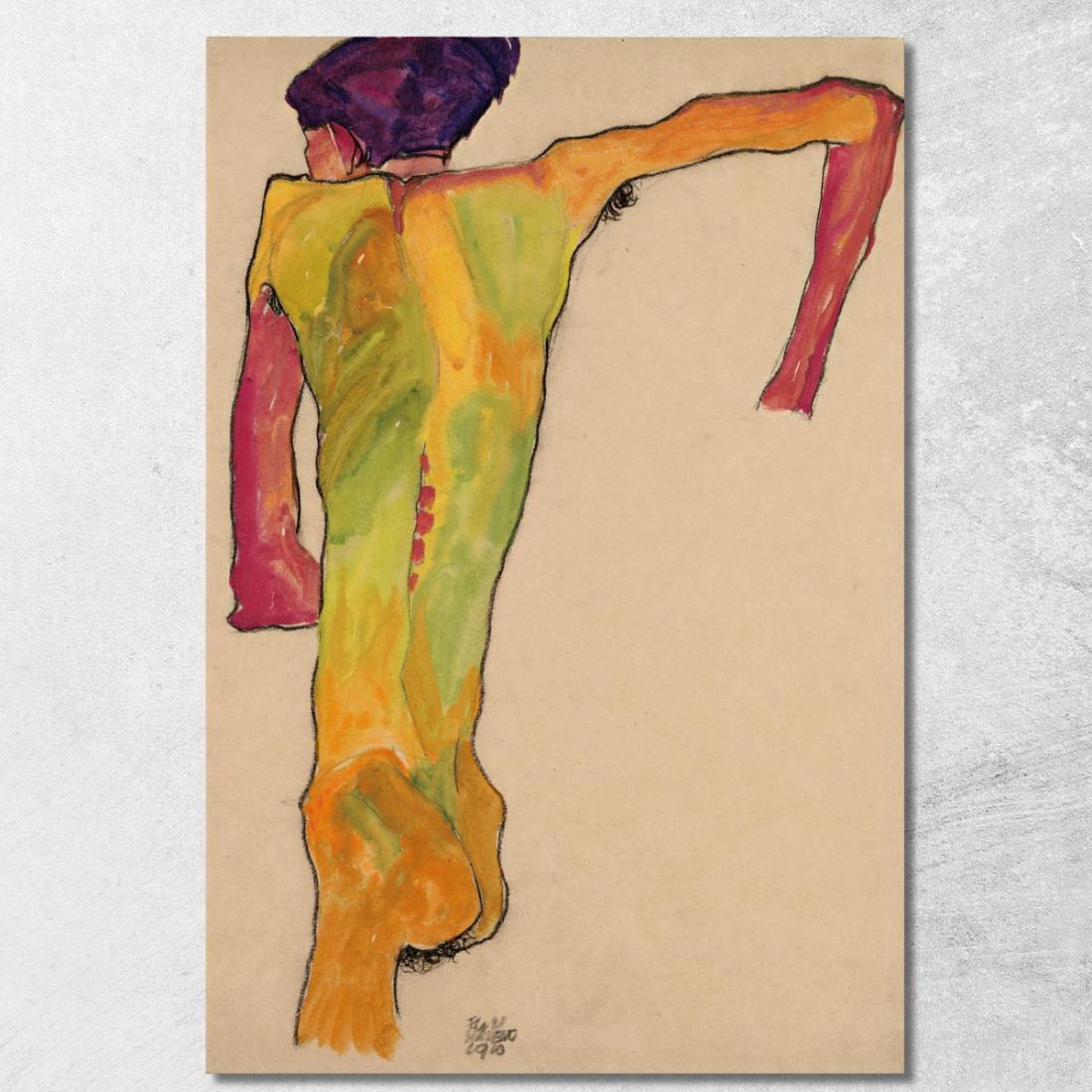 Nudo Maschile Sorreggendosi Egon Schiele esh92 quadro stampato su tela Nudo Maschile Sorreggendosi Egon Schiele esh92 quadro stampato su tela