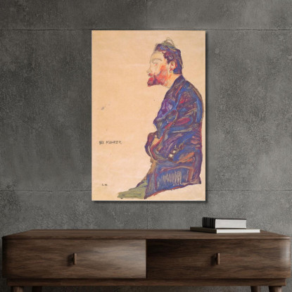 Max Kahrer Di Profilo Egon Schiele esh94 quadro stampato su tela