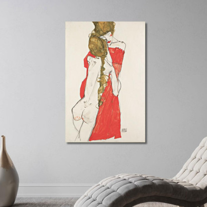 Madre E Figlia Egon Schiele esh98 quadro stampato su tela