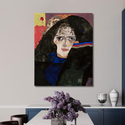 Donna In Lutto Egon Schiele esh99 quadro stampato su tela