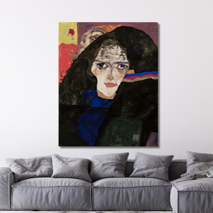 Donna In Lutto Egon Schiele esh99 quadro stampato su tela
