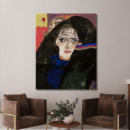 Donna In Lutto Egon Schiele esh99 quadro stampato su tela