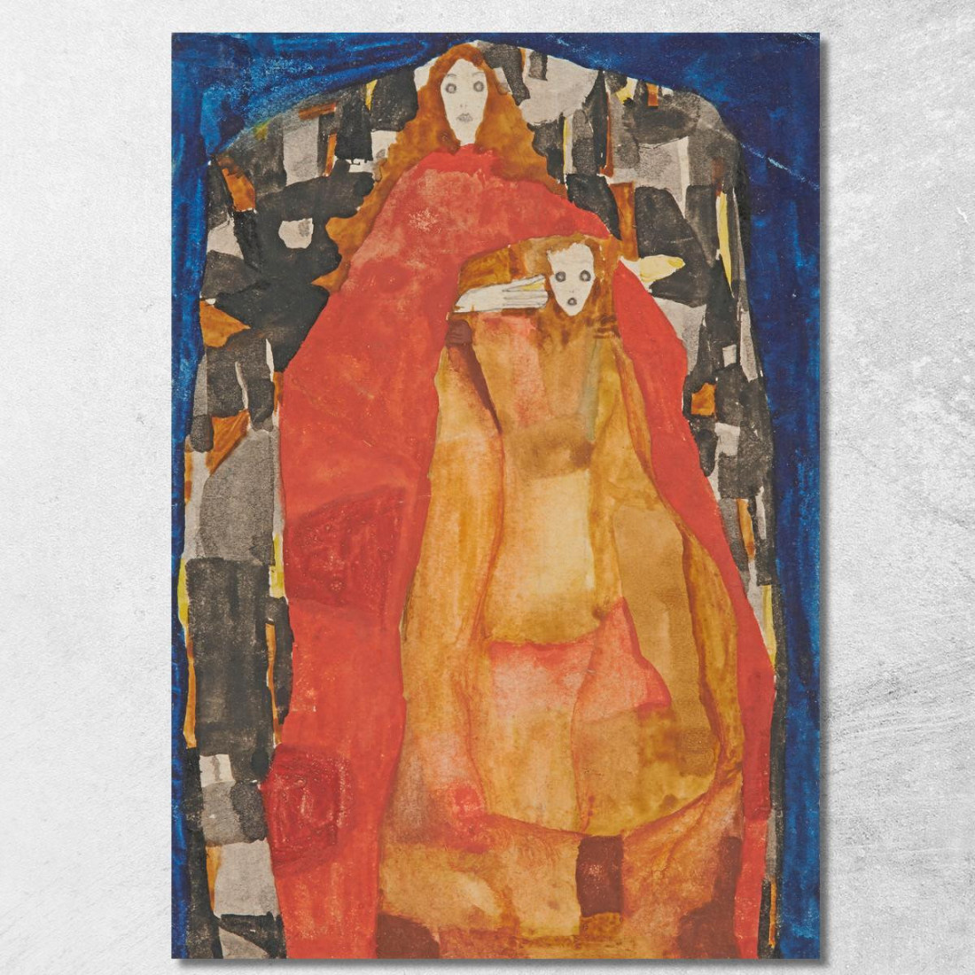 Madre Con Bambino In Cappotto Rosso Egon Schiele esh100 quadro stampato su tela Madre Con Bambino In Cappotto Rosso Egon Schiele esh100 quadro stampato su tela