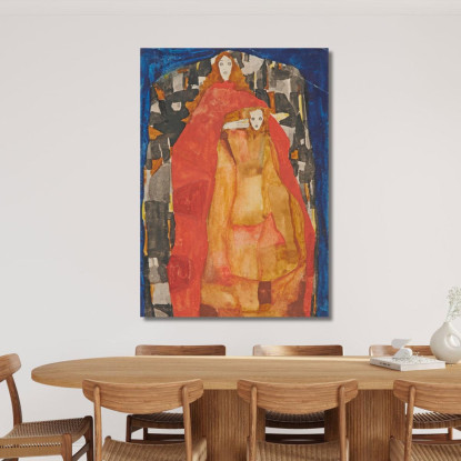 Madre Con Bambino In Cappotto Rosso Egon Schiele esh100 quadro stampato su tela