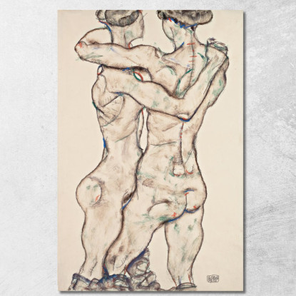 Ragazze Nude Che Si Abbracciano Egon Schiele esh106 quadro stampato su tela