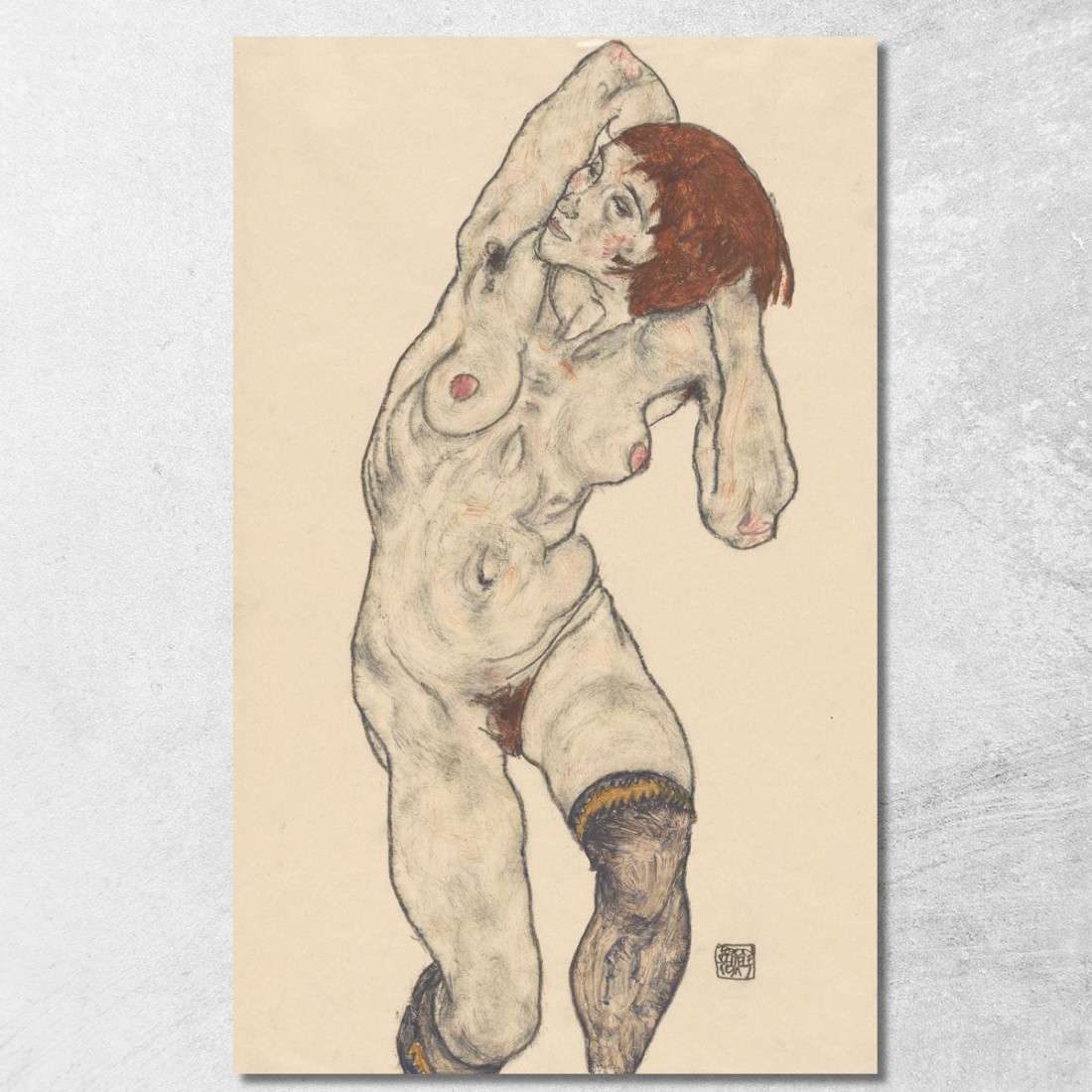 Nudo Con Calze Nere Egon Schiele esh107 quadro stampato su tela Nudo Con Calze Nere Egon Schiele esh107 quadro stampato su tela