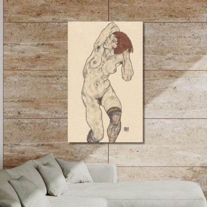 Nudo Con Calze Nere Egon Schiele esh107 quadro stampato su tela
