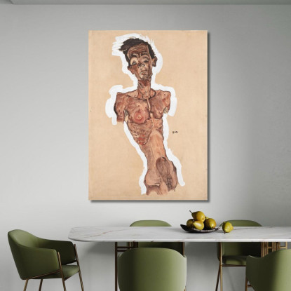 Autoritratto Nudo Egon Schiele esh108 quadro stampato su tela