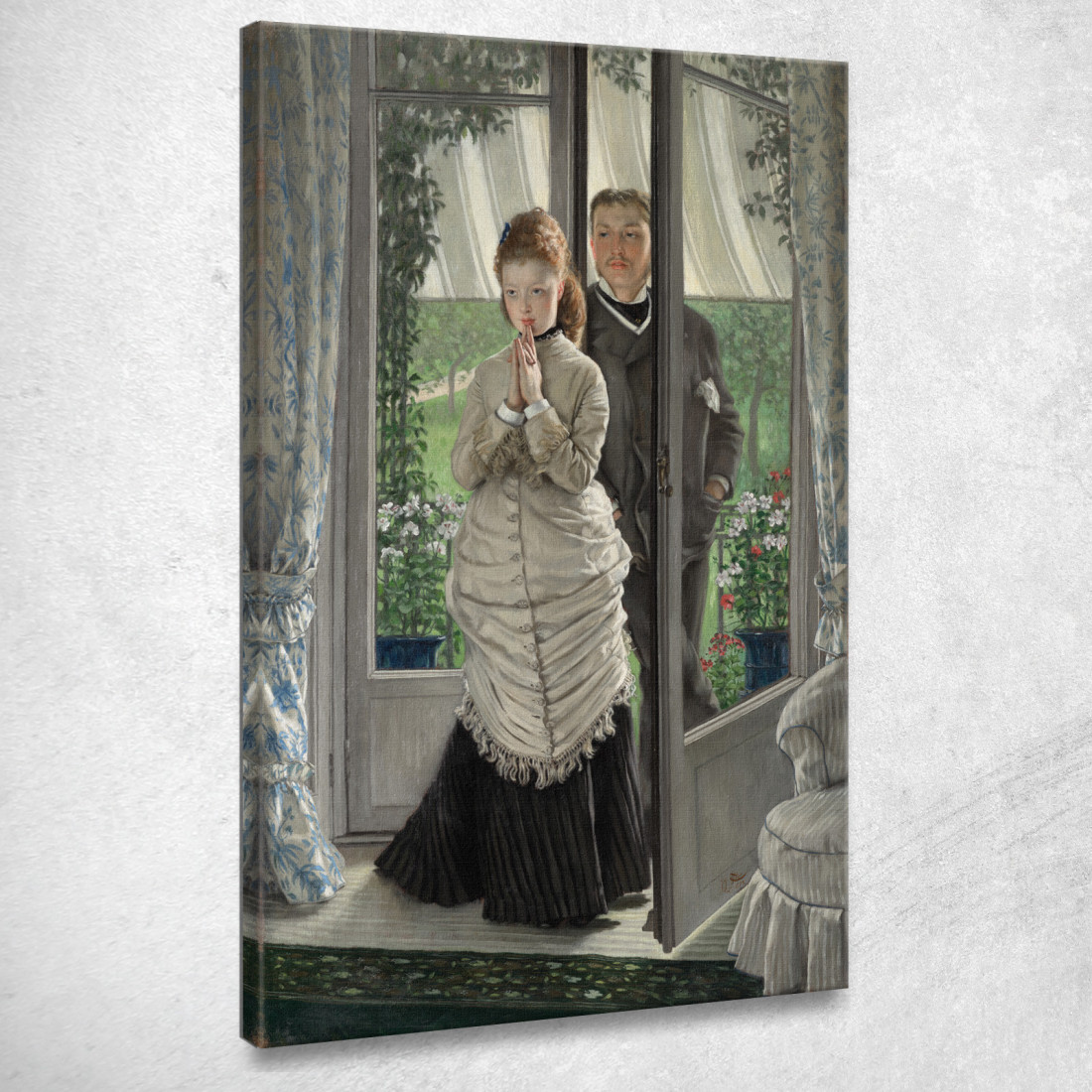 Due Figure Alla Porta La Proposta James Tissot jts151 quadro stampato su tela Due Figure Alla Porta La Proposta James Tissot jts151 quadro stampato su tela