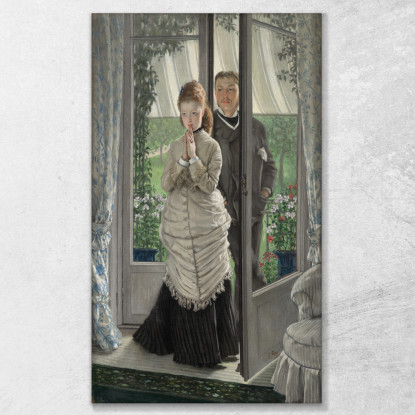 Due Figure Alla Porta La Proposta James Tissot jts151 quadro stampato su tela