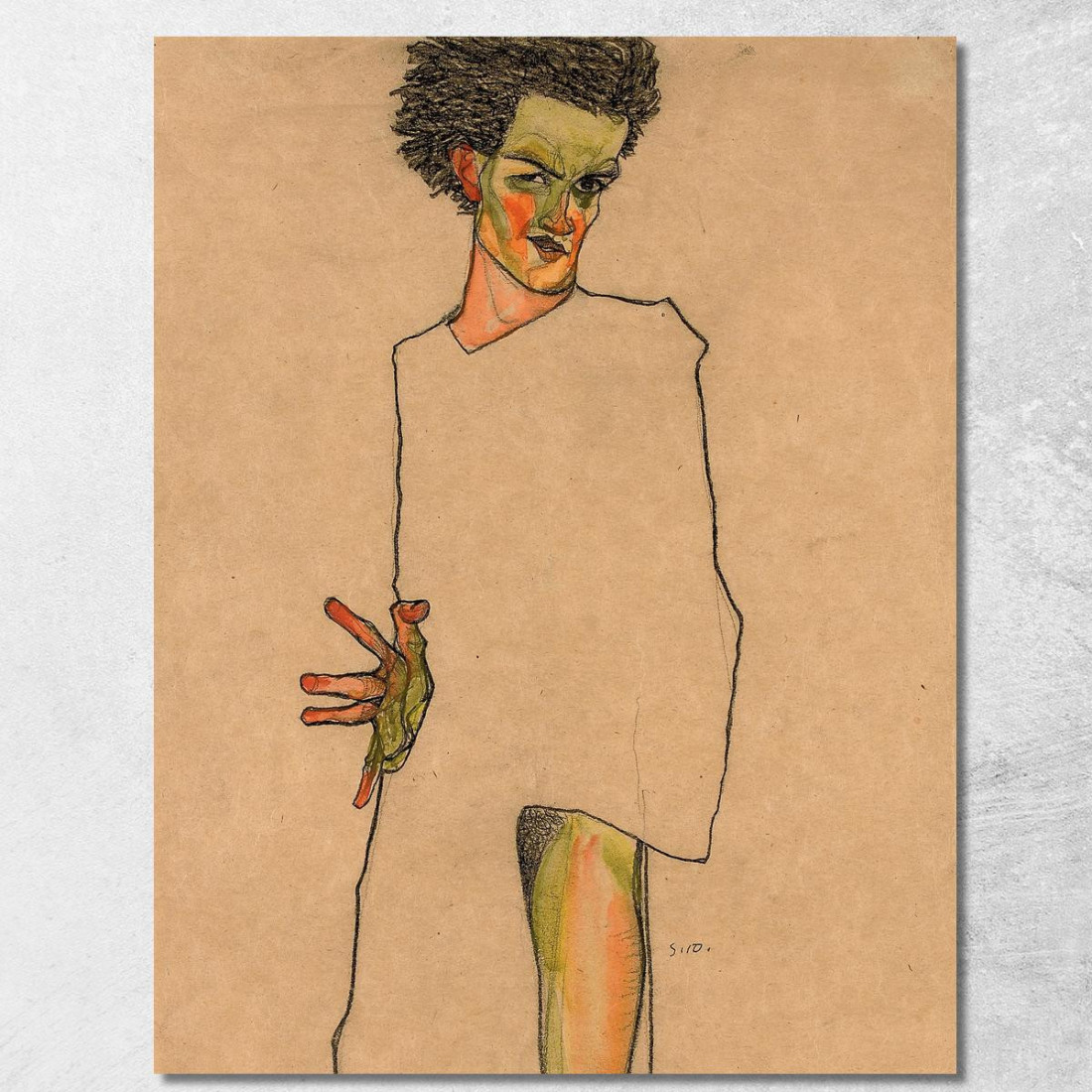 Autoritratto 2 Egon Schiele esh149 quadro stampato su tela Autoritratto 2 Egon Schiele esh149 quadro stampato su tela