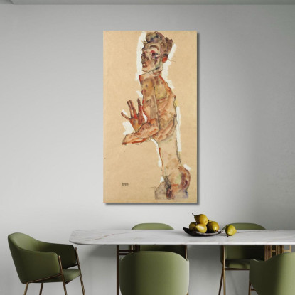 Autoritratto Con Dita Divaricate Egon Schiele esh158 quadro stampato su tela