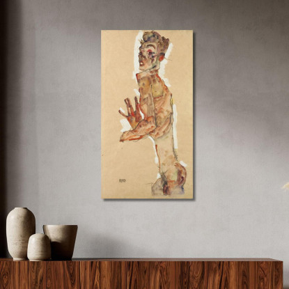Autoritratto Con Dita Divaricate Egon Schiele esh158 quadro stampato su tela