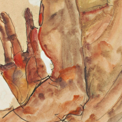 Autoritratto Con Dita Divaricate Egon Schiele esh158 quadro stampato su tela
