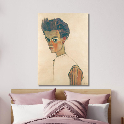 Autoritratto Con Camicia A Righe Egon Schiele esh159 quadro stampato su tela