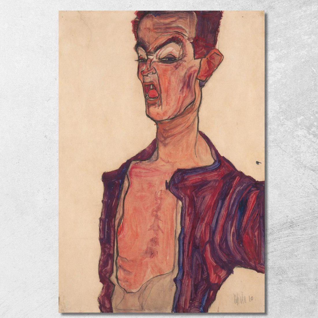 Autoritratto Con Smorfia Egon Schiele esh161 quadro stampato su tela Autoritratto Con Smorfia Egon Schiele esh161 quadro stampato su tela