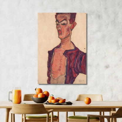 Autoritratto Con Smorfia Egon Schiele esh161 quadro stampato su tela