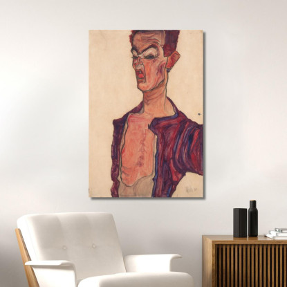 Autoritratto Con Smorfia Egon Schiele esh161 quadro stampato su tela