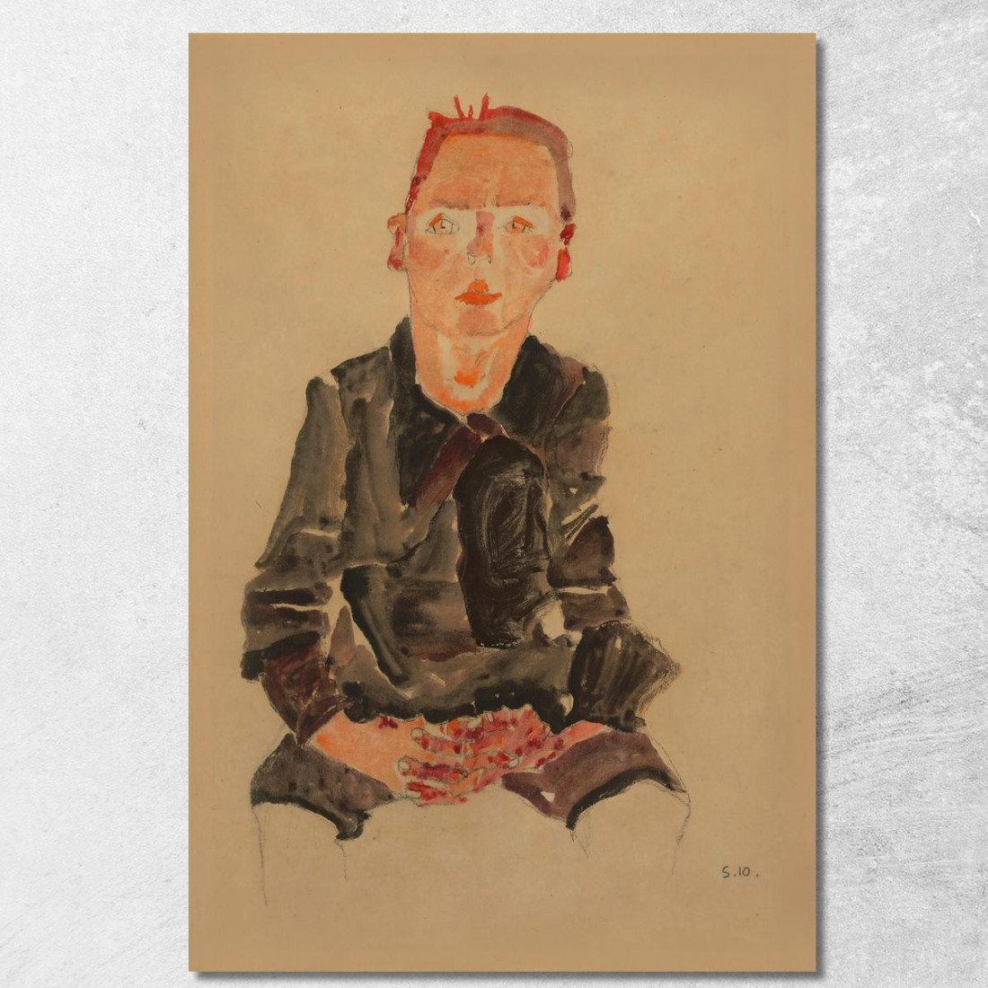 Ragazzo Seduto Con Le Mani Giunte Egon Schiele esh165 quadro stampato su tela Ragazzo Seduto Con Le Mani Giunte Egon Schiele esh165 quadro stampato su tela