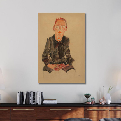 Ragazzo Seduto Con Le Mani Giunte Egon Schiele esh165 quadro stampato su tela