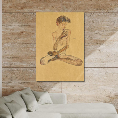 Ragazzo Seduto Egon Schiele esh166 quadro stampato su tela