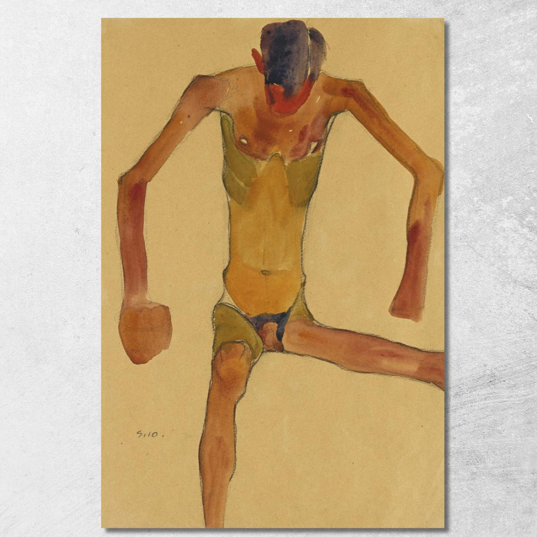 Nudo Maschile Seduto Con Testa Abbassata Egon Schiele esh167 quadro stampato su tela Nudo Maschile Seduto Con Testa Abbassata Egon Schiele esh167 quadro stampato su tela