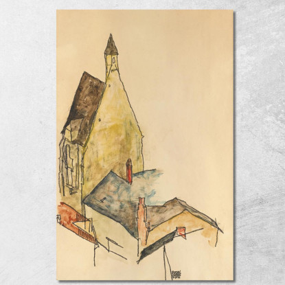 Chiesa Dell'Ospedale Di Mödling Egon Schiele esh172 quadro stampato su tela