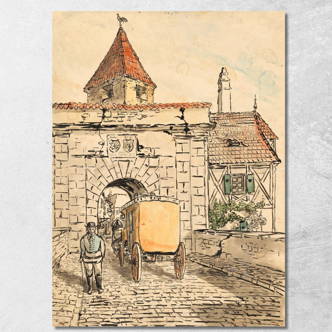 Porta Della Città Con Carrozza (Lavoro Scolastico) Egon Schiele esh175 quadro stampato su tela Porta Della Città Con Carrozza (Lavoro Scolastico) Egon Schiele esh175 quadro stampato su tela