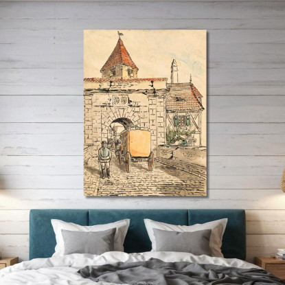 Porta Della Città Con Carrozza (Lavoro Scolastico) Egon Schiele esh175 quadro stampato su tela