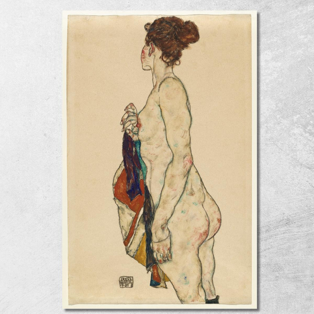Nudo In Piedi Con Veste Decorata Egon Schiele esh178 quadro stampato su tela Nudo In Piedi Con Veste Decorata Egon Schiele esh178 quadro stampato su tela