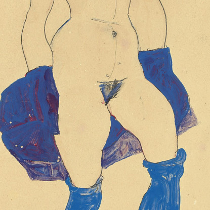 Donna In Piedi Con Scarpe E Calze Egon Schiele esh180 quadro stampato su tela