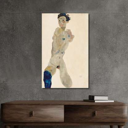 Nudo Maschile In Piedi Con Braccia Incrociate (Autoritratto) Egon Schiele esh182 quadro stampato su tela