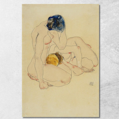 Due Amiche Egon Schiele esh195 quadro stampato su tela