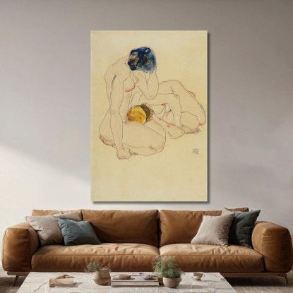 Due Amiche Egon Schiele esh195 quadro stampato su tela