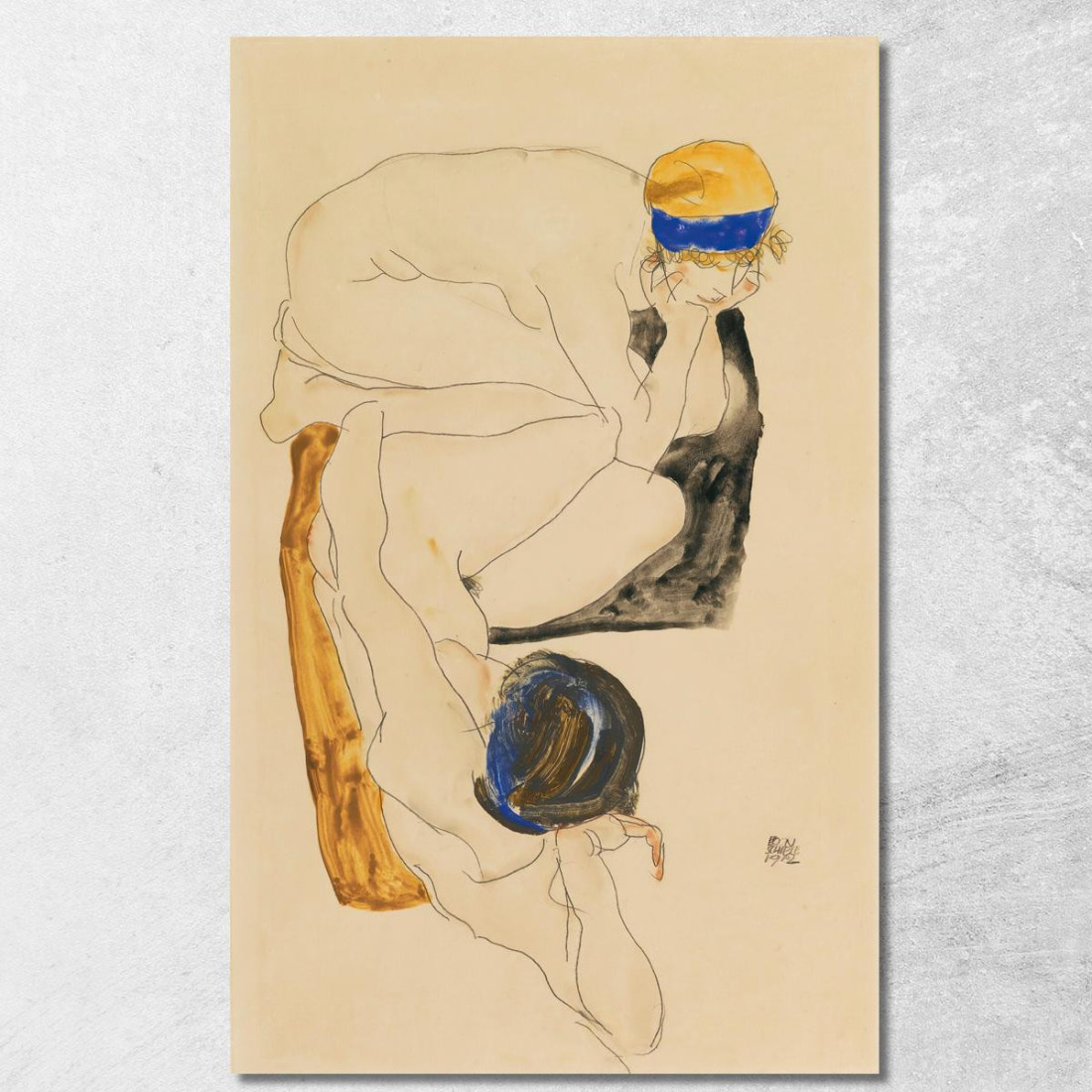 Due Figure Reclinate Egon Schiele esh196 quadro stampato su tela Due Figure Reclinate Egon Schiele esh196 quadro stampato su tela