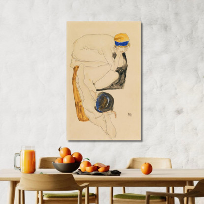 Due Figure Reclinate Egon Schiele esh196 quadro stampato su tela