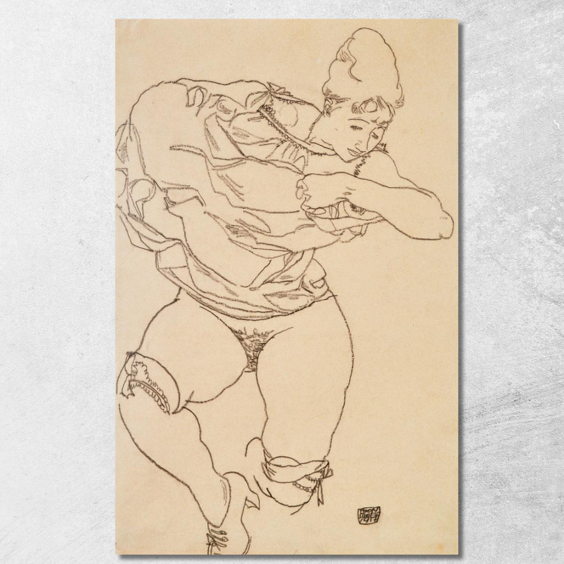 Donna Che Si Spoglia Egon Schiele esh206 quadro stampato su tela Donna Che Si Spoglia Egon Schiele esh206 quadro stampato su tela