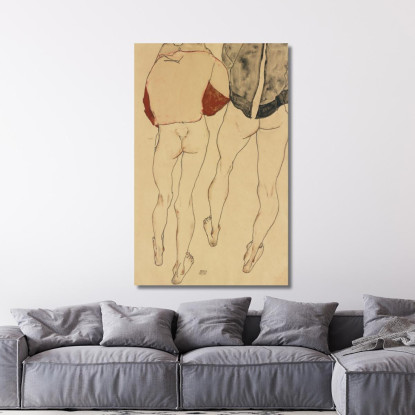 Due Seminudie Femminili In Piedi Egon Schiele esh208 quadro stampato su tela