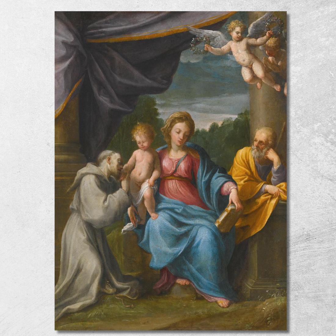 Sacra Famiglia Con San Francesco Guido Reni grn15 quadro stampato su tela