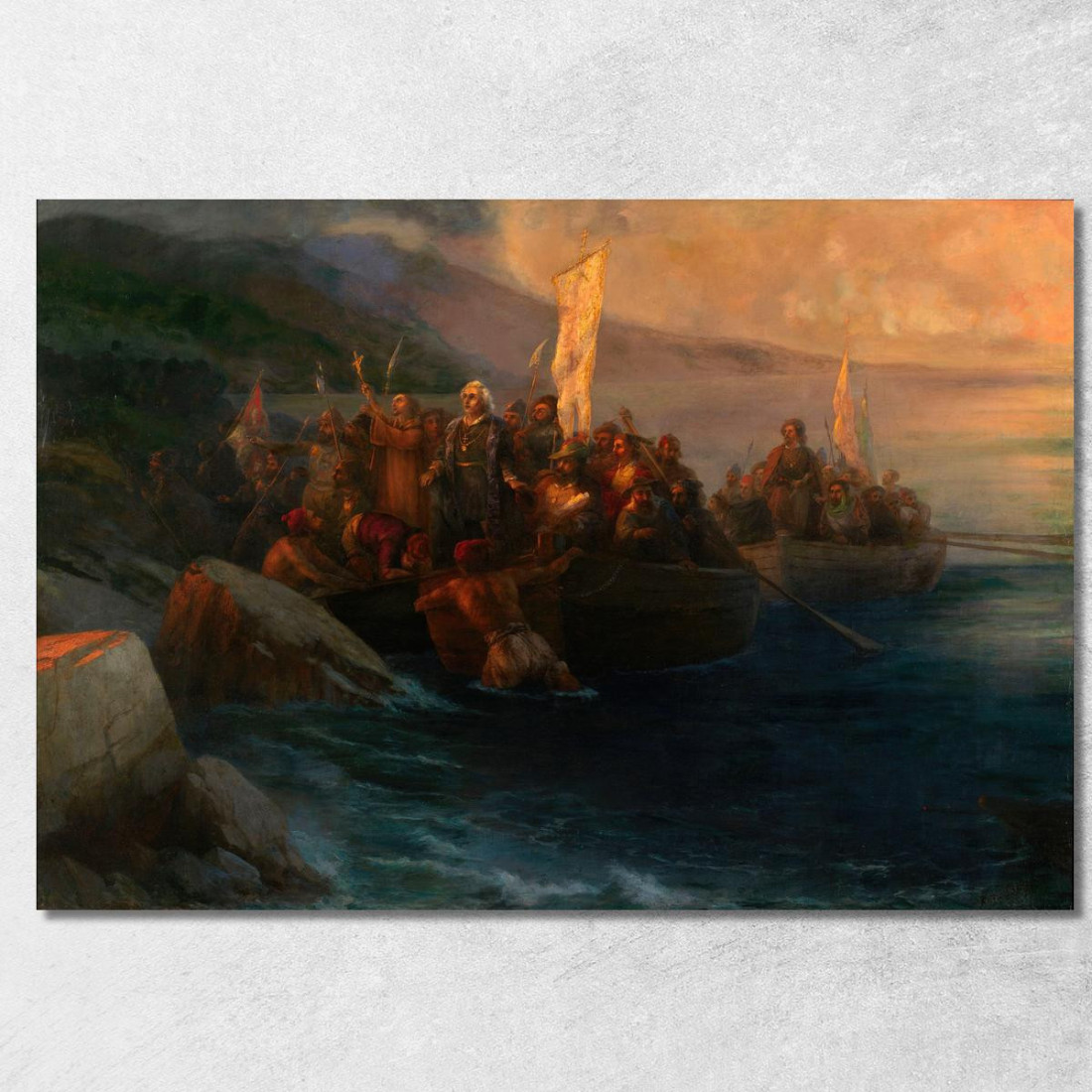 Lo Sbarco Di Cristoforo Colombo Con I Compagni Su Tre Scialuppe Ivan Konstantinovich Aivazovsky ika42 quadro stampato su tela Lo Sbarco Di Cristoforo Colombo Con I Compagni Su Tre Scialuppe Ivan Konstantinovich Aivazovsky ika42 quadro stampato su tela