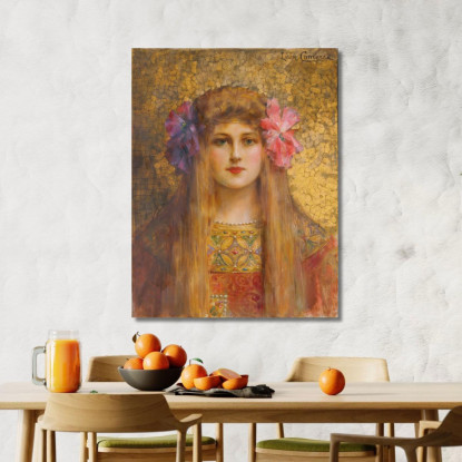 Ritratto Di Donna Con Turbante Fiorito Léon François Comerre lfc21 quadro stampato su tela