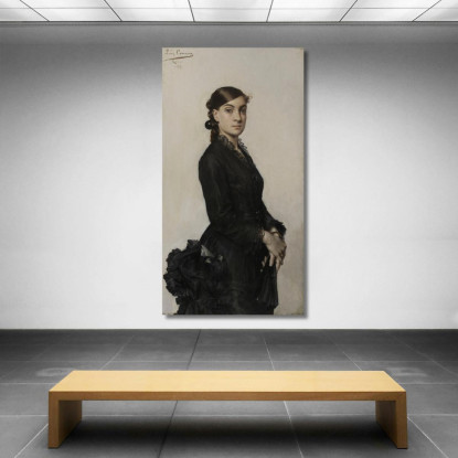 Ritratto Di Jacqueline Comerre-Paton In Abito Nero Léon François Comerre lfc22 quadro stampato su tela