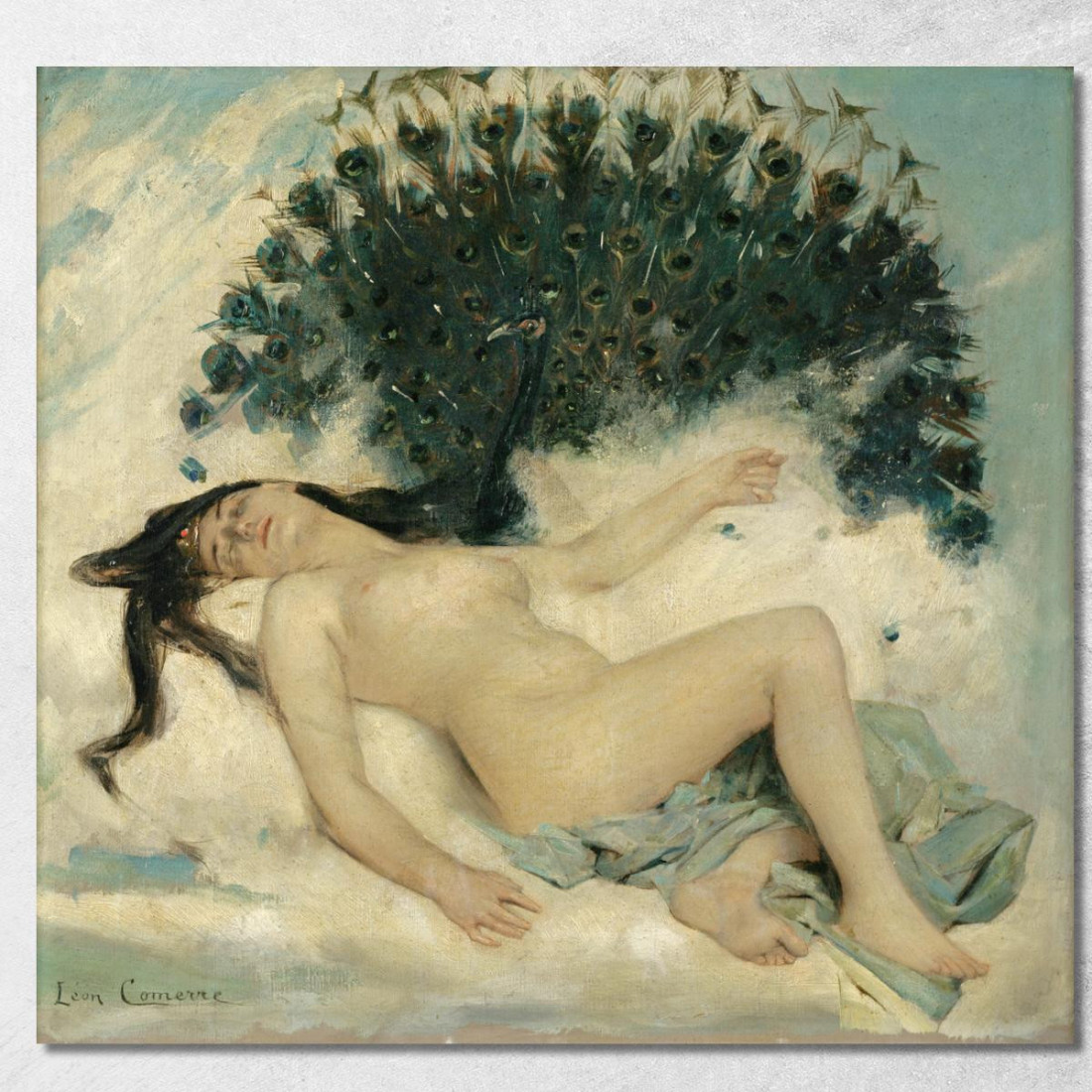Donna Dormiente Con Un Pavone Léon François Comerre lfc26 quadro stampato su tela Donna Dormiente Con Un Pavone Léon François Comerre lfc26 quadro stampato su tela
