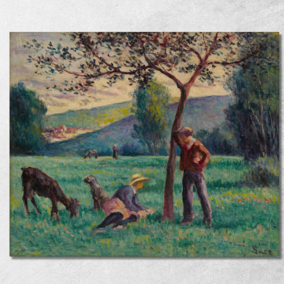 Bessy-Cur-Cure Paesaggio Con Melo Maximilien Luce mlc9 quadro stampato su tela